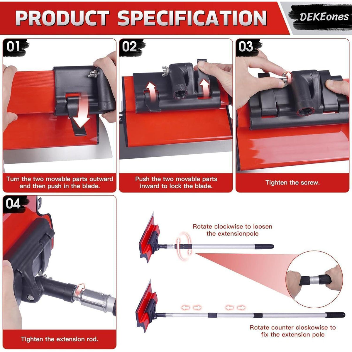 Flächenspachtel Set 5-teilig mit Teleskopstange & Koffer