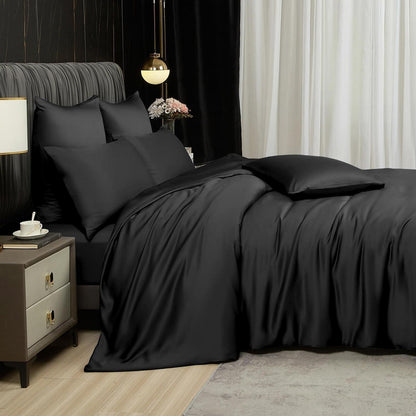 Bambus Bettwäsche 220x240 cm Schwarz | Atmungsaktiv & Kühlend