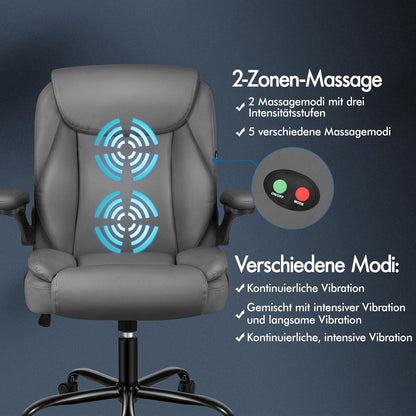 Massage-Bürostuhl Pu-Leder 150kg Belastbarkeit RüCkenlehne Verstellbar