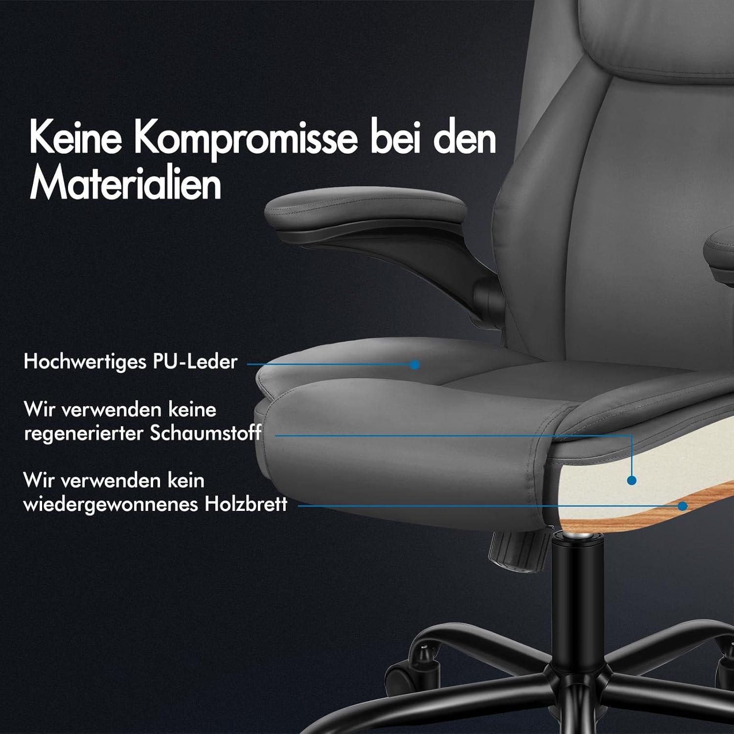 ALFORDSON Massage-Bürostuhl Pu-Leder 150kg Belastbarkeit Grau