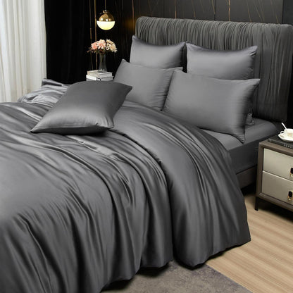 Bambus Bettwäsche Set 200x220 cm Grau | Atmungsaktiv & Kühlend