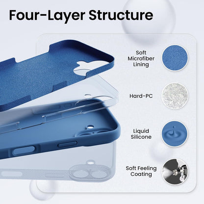 iPhone 16 Hülle Blau Silikon Kameraschutz Display Schutzfolien