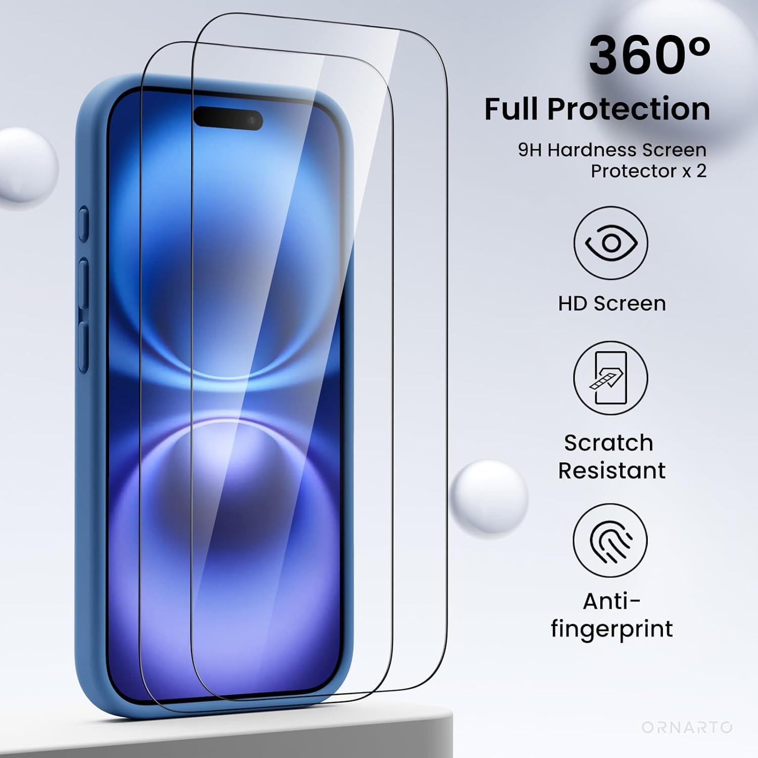 iPhone 16 Hülle Kameraschutz 2 Schutzfolien flüssiges Silikon