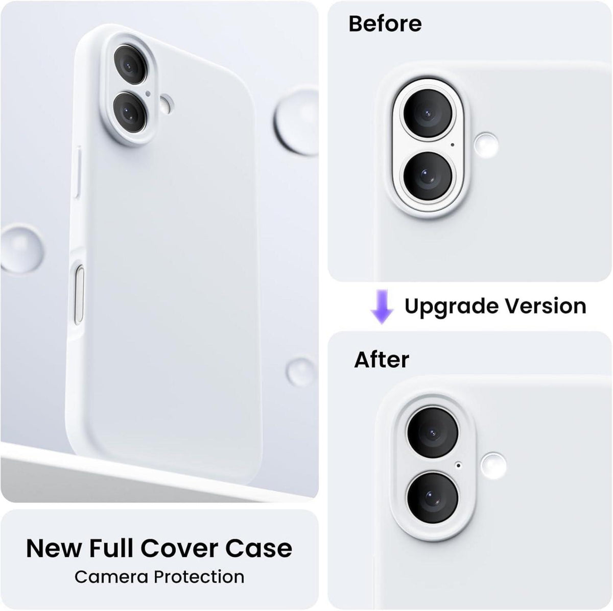 Schutzhülle für iPhone 16 in Weiß mit Kameraschutz und Schutzfolien - Silikon-Handyhülle 6.1 Zoll