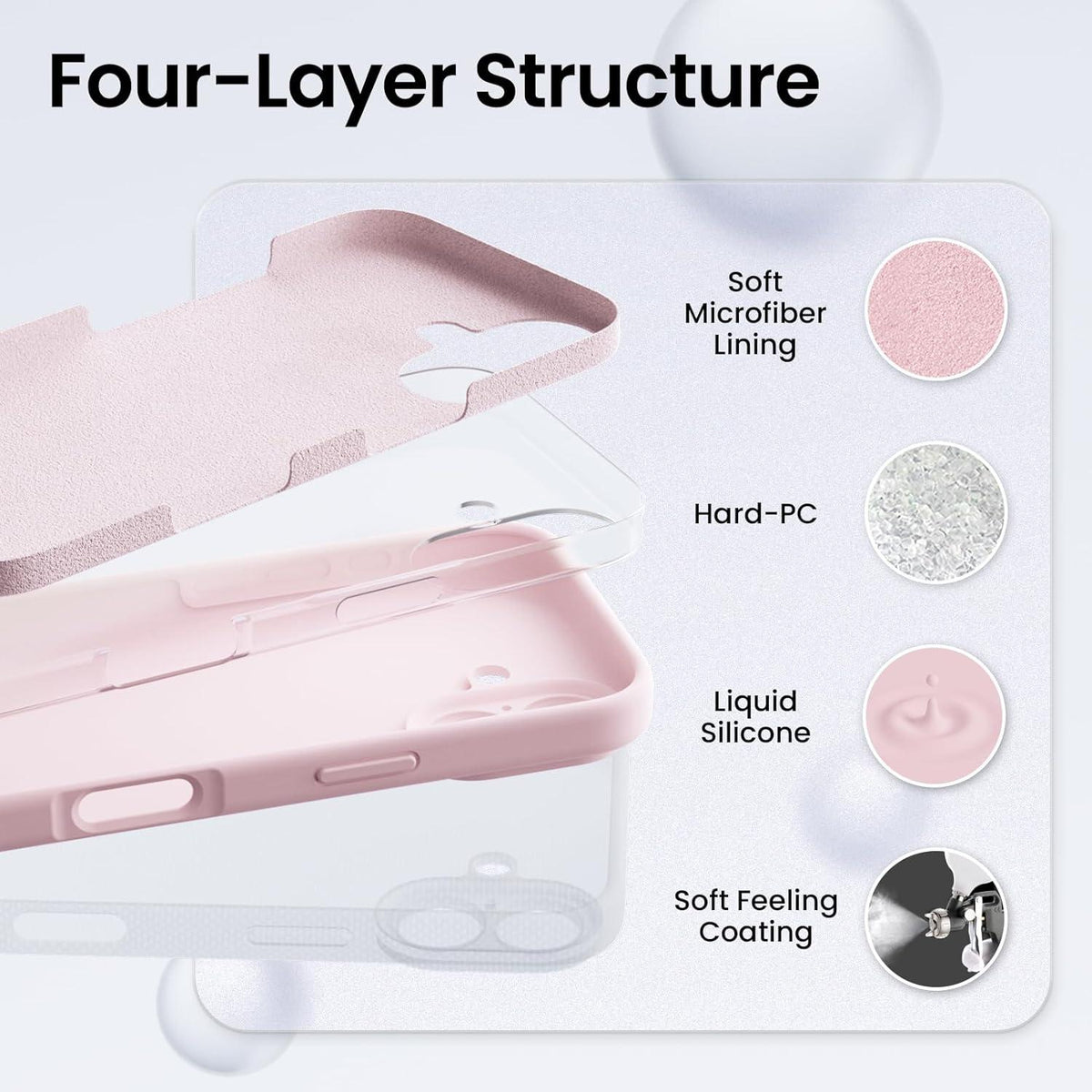 iPhone 16 Hülle Kameraschutz 2 Schutzfolien Silikon Rosa