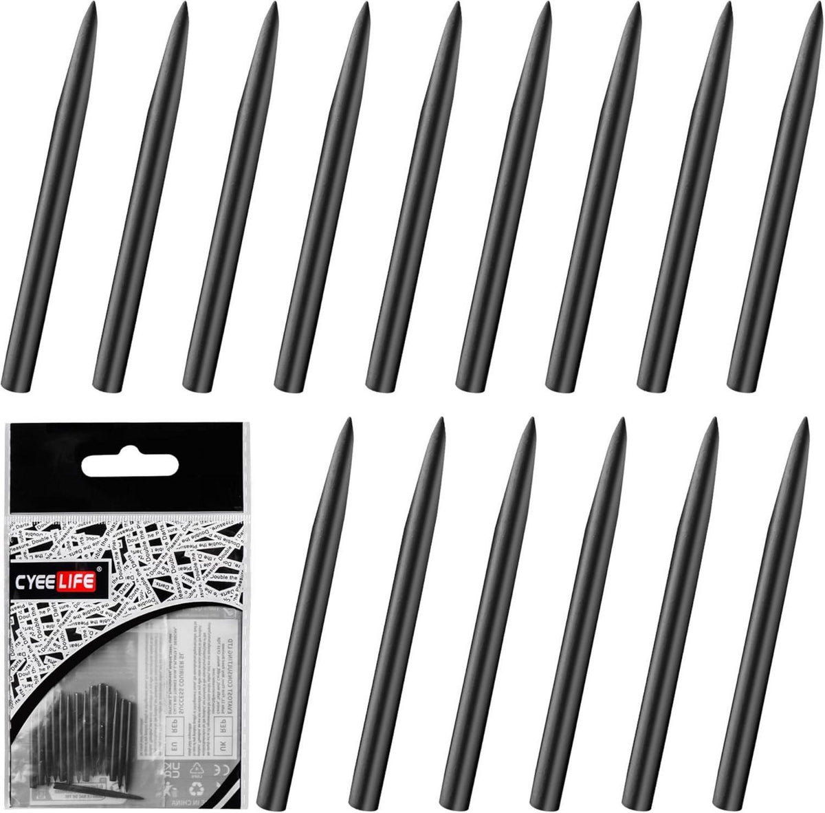 Dartspitzen Ersatz Glatte Schwarz Beschichtet 30mm 15 Stück