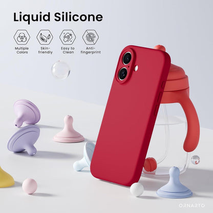 iPhone 16 Silikon Hülle Kameraschutz 2 Schutzfolien Rot