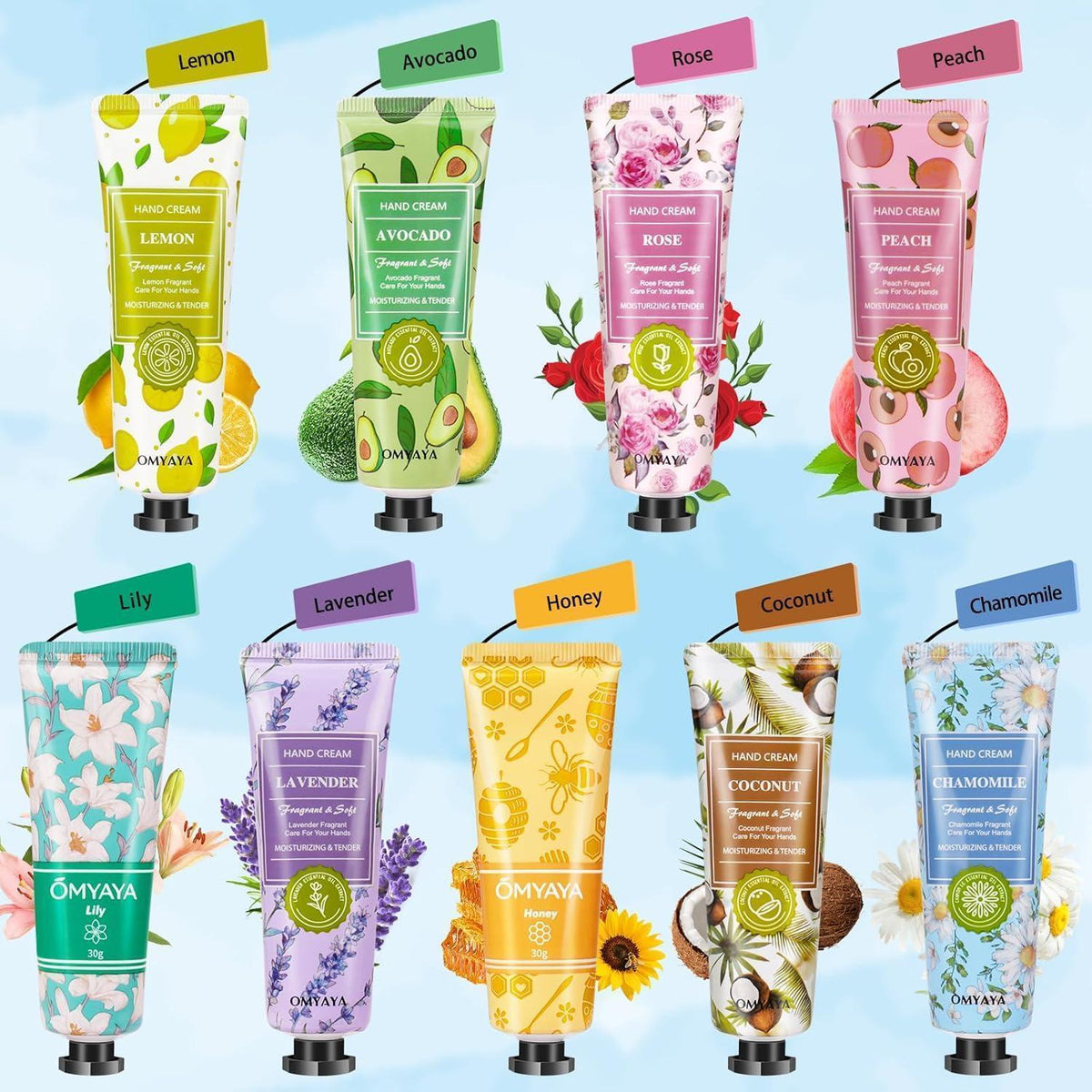 Handcreme Geschenkset Damen - 36er Set mit 9 Düften