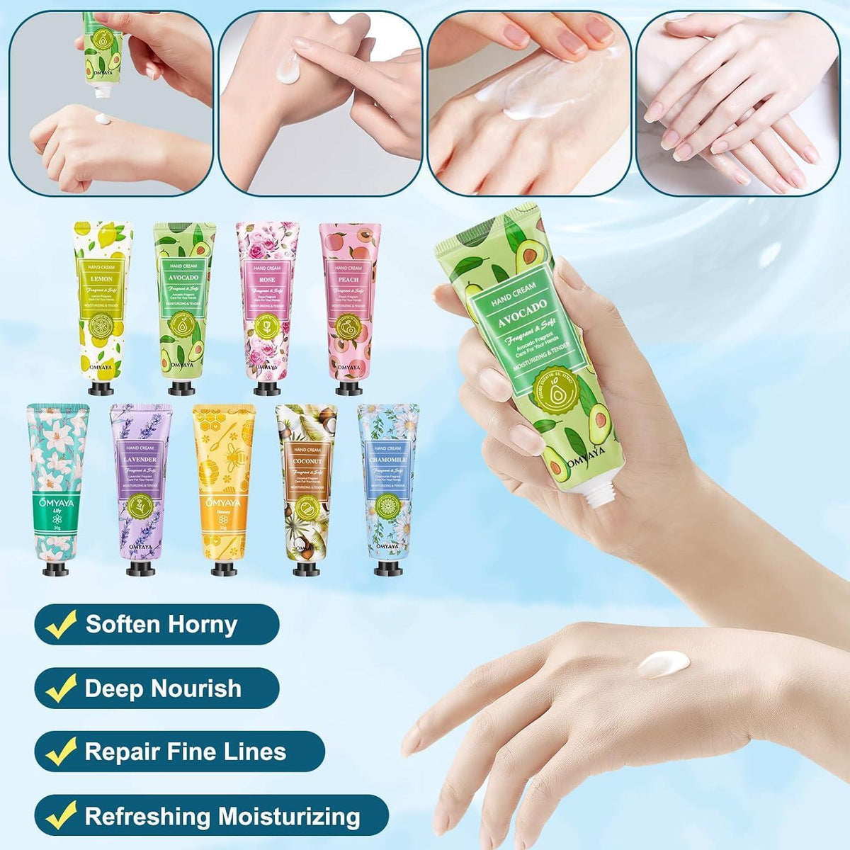 Handcreme Geschenkset Damen - 36er Set mit 9 Düften