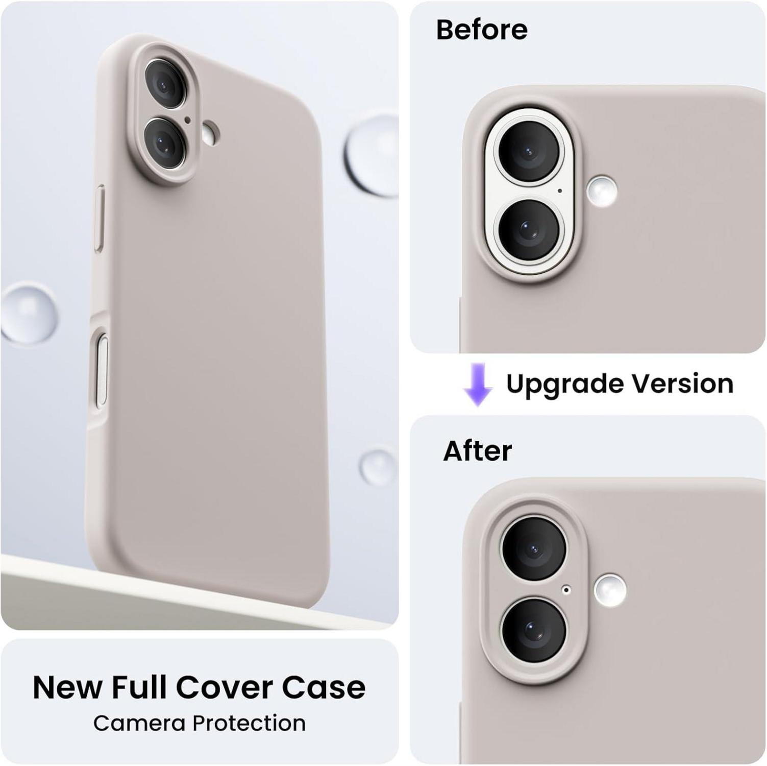 ORNARTO iPhone 16 Hülle Silikon Kameraschutz 2 Schutzfolien 6.1 Zoll Titannatur