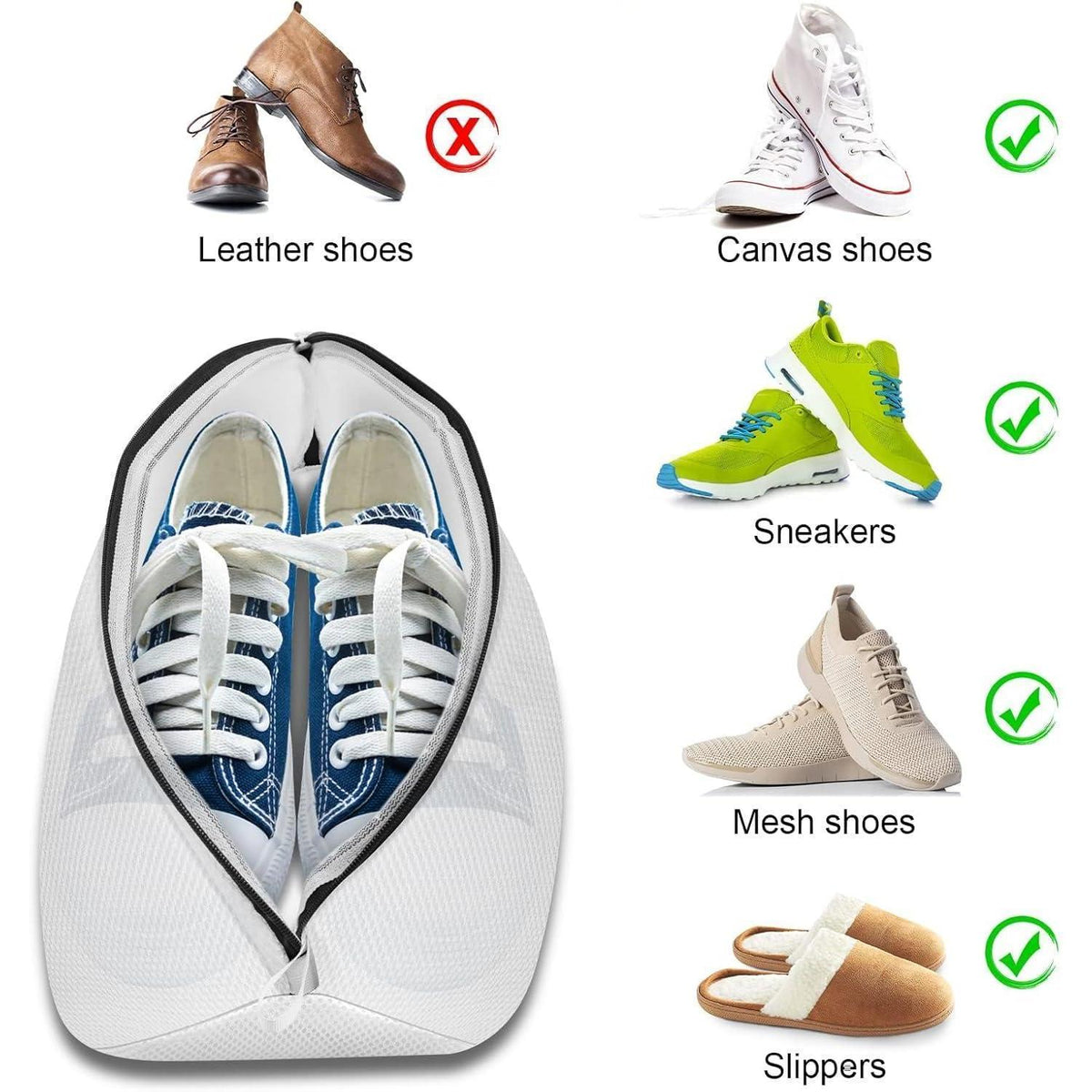 Schuhwaschbeutel Netz Wäschenetz für Schuhe & Kleidung