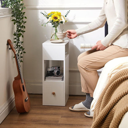 Moderner IBUYKE Nachttisch 2er Set Weiß mit Schublade und