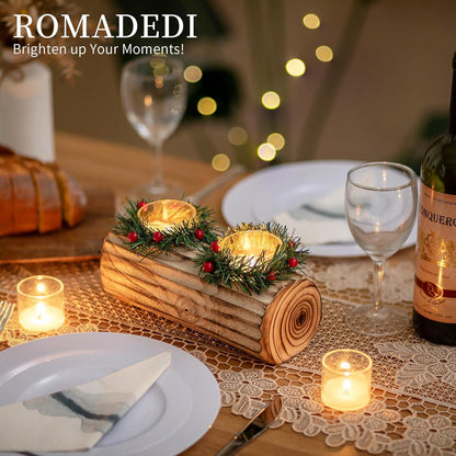 Teelichthalter Weihnachten Holz Yule Log Kerzenständer Tischdeko