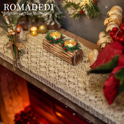 Teelichthalter Holz Weihnachten Tischdeko Yule Log Kerzenhalter