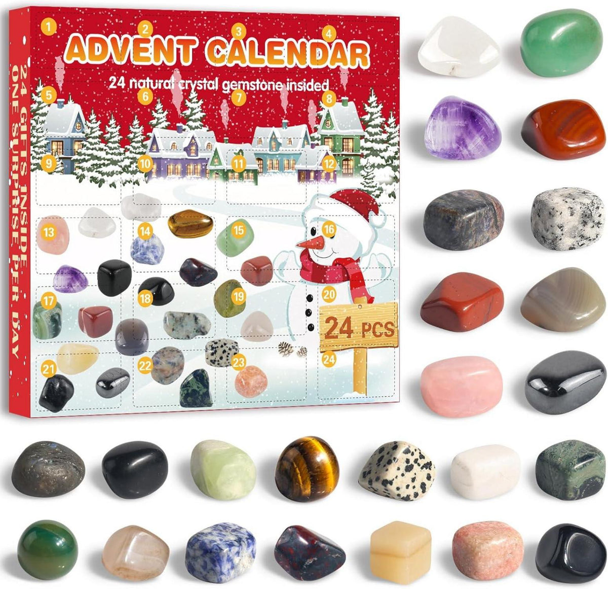 Adventskalender Kristalle 2024 für Kinder mit 24 Edelsteinen