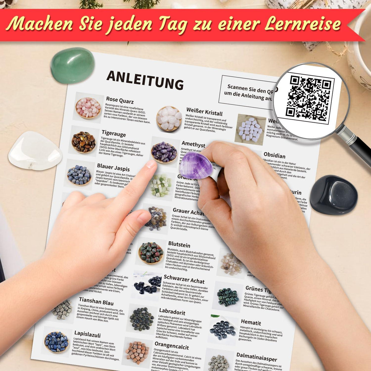 Adventskalender Kristalle 2024 für Kinder mit 24 Edelsteinen