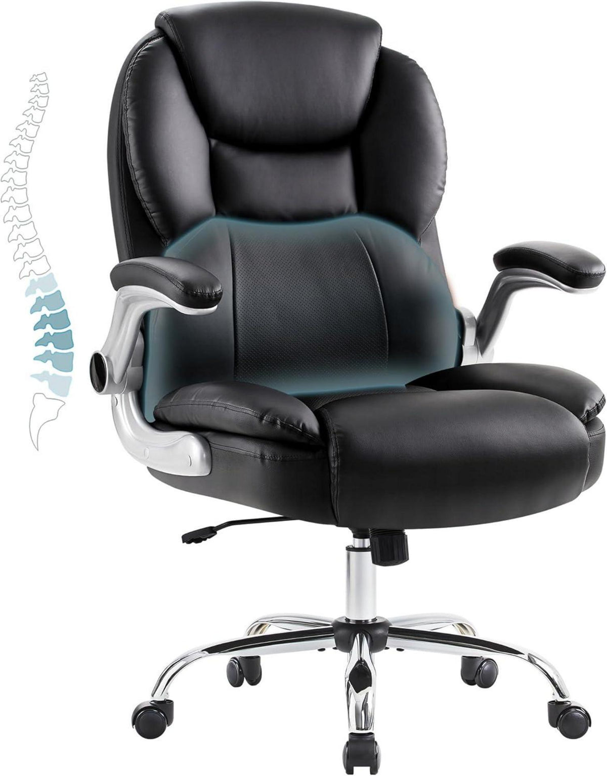 Bürostuhl Ergonomisch mit Armlehne, höhenverstellbar, Schwarz