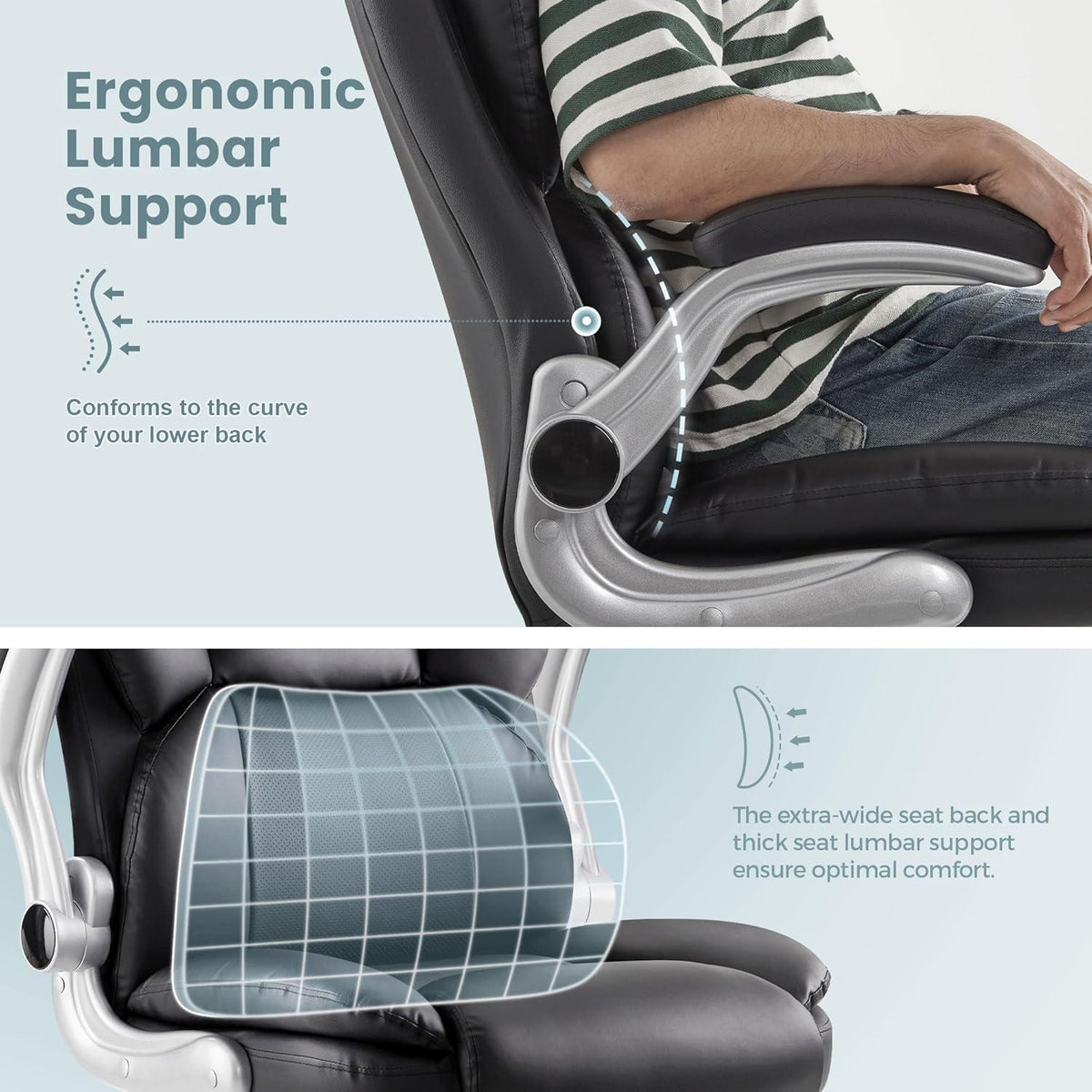 Bürostuhl Ergonomisch mit hochklappbarer Armlehne in Schwarz