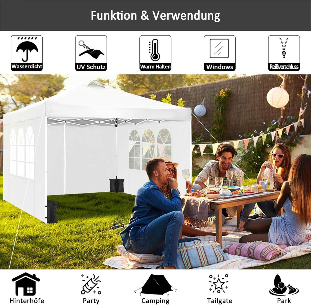 COBIZI Faltpavillon 3x3m Wasserdicht Stabil Winterfest