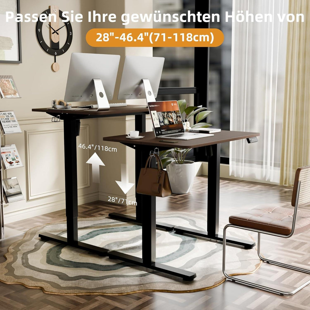 Elektrischer Höhenverstellbarer Schreibtisch 80x60cm Schwarz