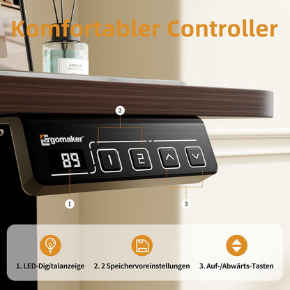 Elektrischer höhenverstellbarer Schreibtisch 80x60cm Schwarz/Walnuss