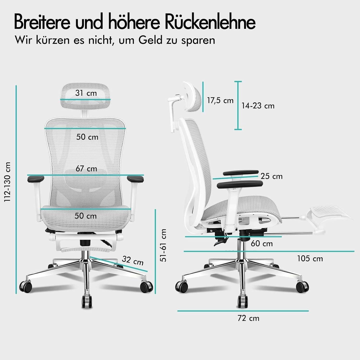 Ergonomischer Bürostuhl mit verstellbarer Lordosenstütze und