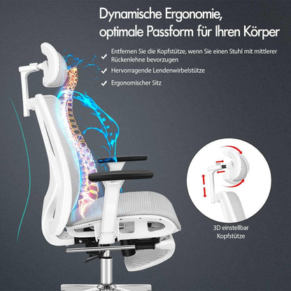 ALFORDSON Bürostuhl, Ergonomisch, Schreibtischstuhl, Netzstuhl, Drehstuhl - Grey