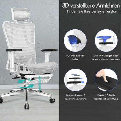 Ergonomischer Bürostuhl mit Lordosenstütze & Kopfstütze