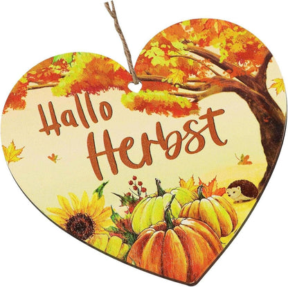 Herbst Deko Anhänger Holz Herz Bastelset Thanksgiving Bemalt