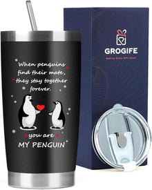 Romantischer Pinguin Kaffeebecher 600ml für Ihn, Valentinstag-Geschenk
