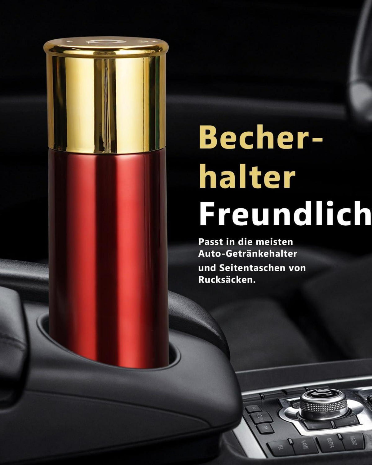Valentinstagsgeschenk Mann Trinkflasche 750ml Edelstahl Gold Rot