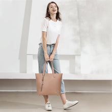 Große Damen Handtasche Shopper aus Kunstleder Schwarz