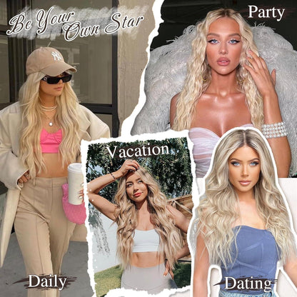 Clip in Extensions 6-teiliges Set Wellige Haarverlängerungen Goldblond 40CM