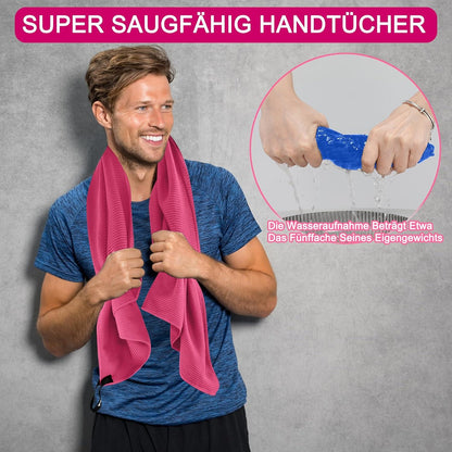 Mikrofaser Handtuch Set 100x50cm 3 Stück Rosa Schnelltrocknend Kompakt