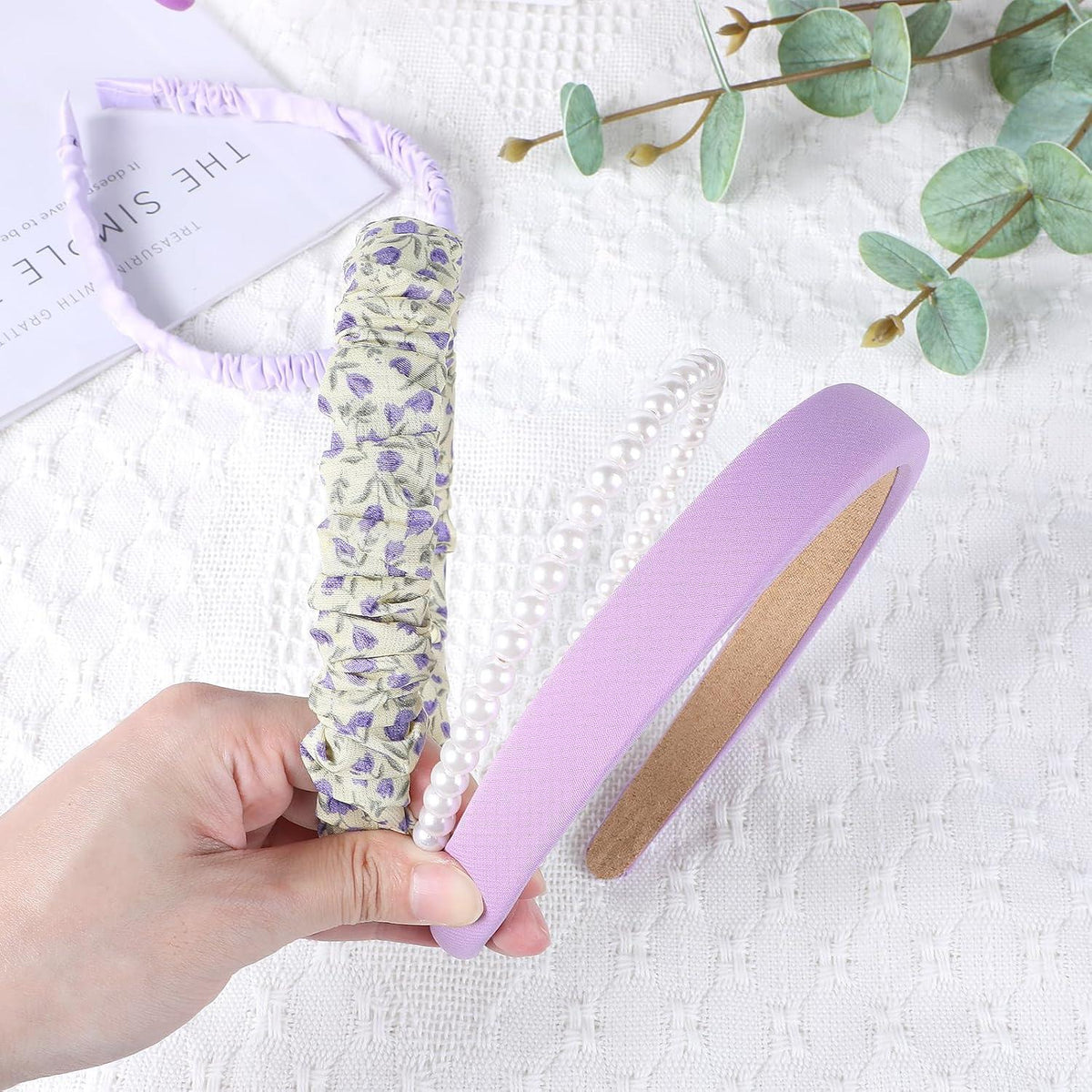 Modische Stirnbänder für Damen 7-teiliges Mädchen-Stirnband-Set Haarbänder-Set lila