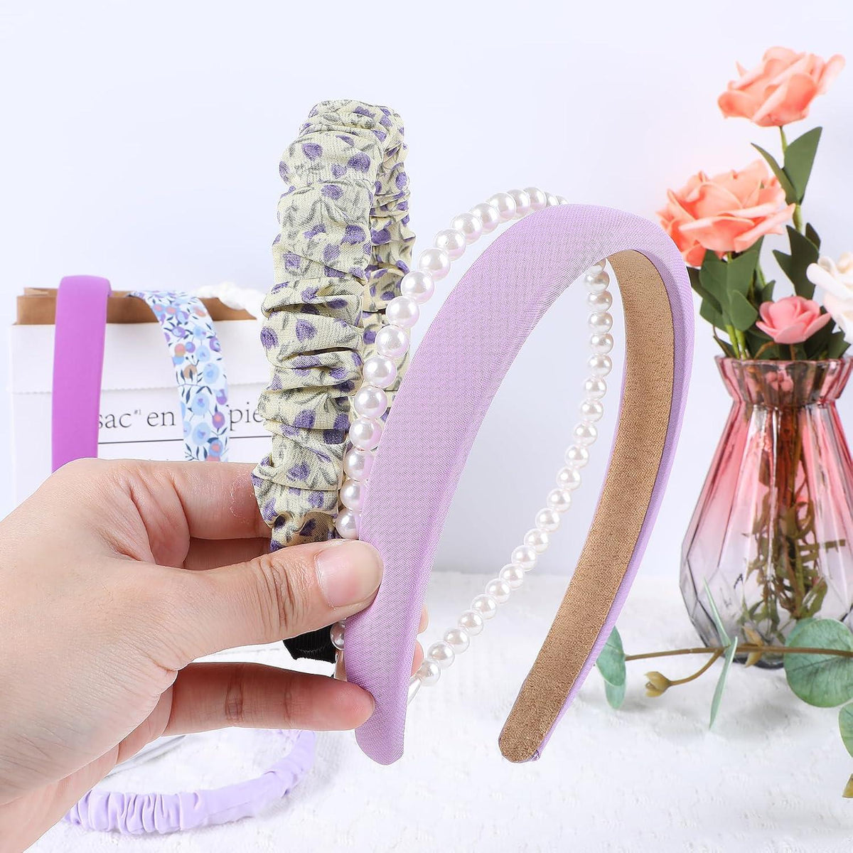 2. Modische Stirnbänder Damen 7-teiliges Mädchen-Stirnband-Set Glitzernde