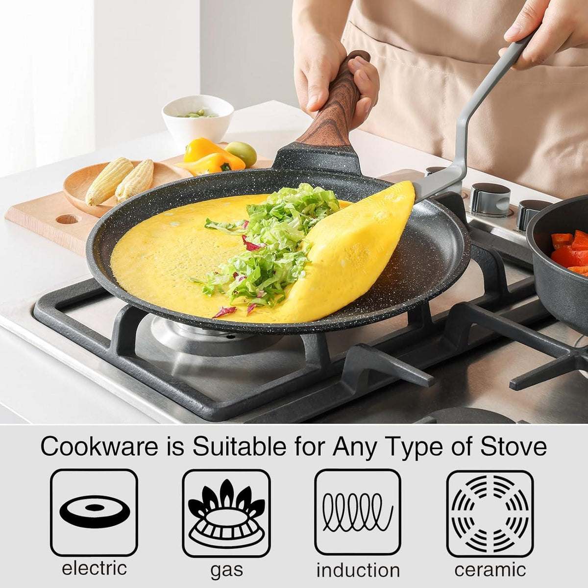Crêpepfanne Antihaft 30 cm Granitbeschichtung Induktion