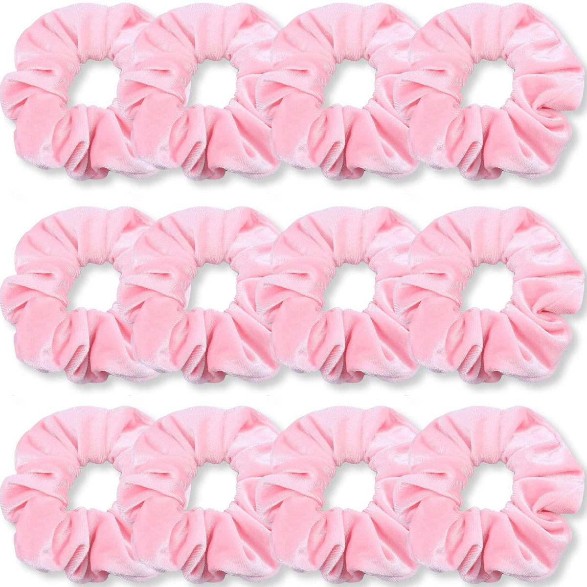 Premium Samt-Haargummis Rosa für Damen und Mädchen, 12 Stück