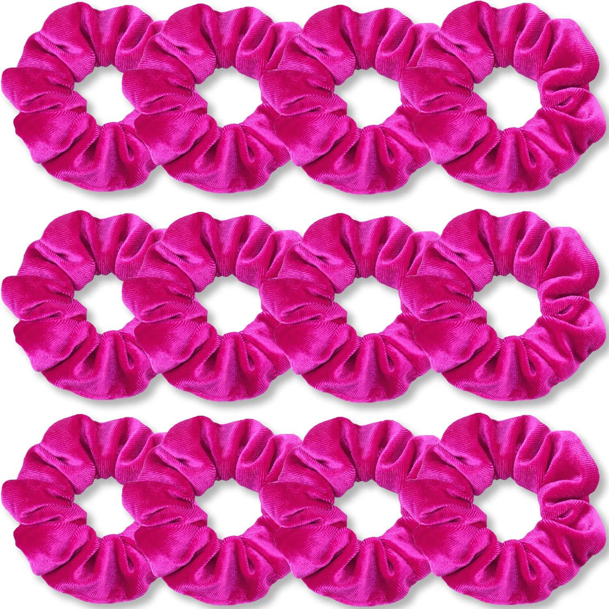 Premium Samt Haargummis 12er Set für Damen und Mädchen, einfarbig