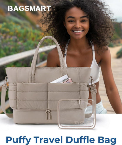 BAGSMART Damen Weekender Reisetasche 47x21x39cm Camel