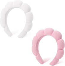 Spa-Stirnband Damen Schwamm Makeup Hautpflege 2er Set Wolken Frottee