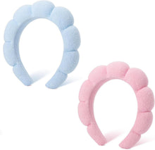 Spa-Stirnband Schwamm Makeup Hautpflege 2er Pack - Pink/Light Blue