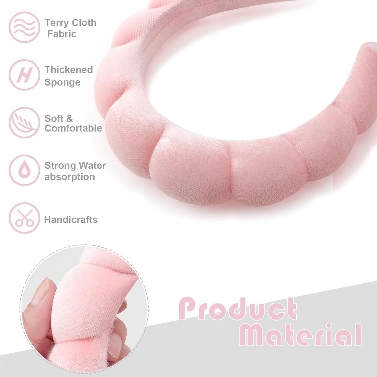 Schwamm Stirnband Damen, Frottee Makeup Gesichtspflege Set
