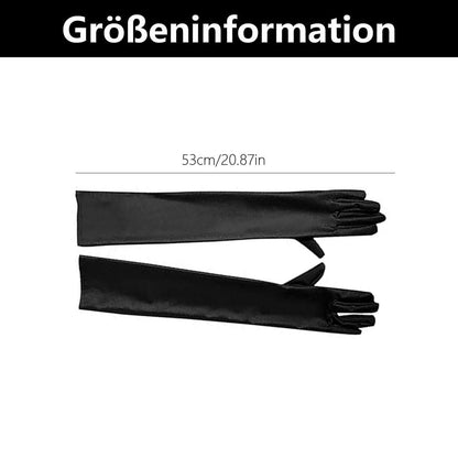 Lange schwarze Handschuhe elegant für Damen 53cm