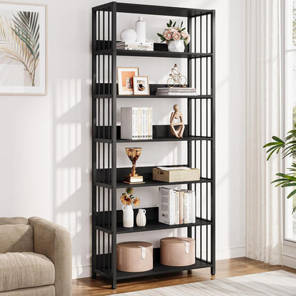 Industrie Bücherregal 6-Ebenen, 190cm Standregal für Wohnzimmer
