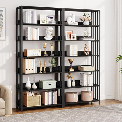 Industrie Bücherregal 6-Ebenen, 190cm Standregal für Wohnzimmer