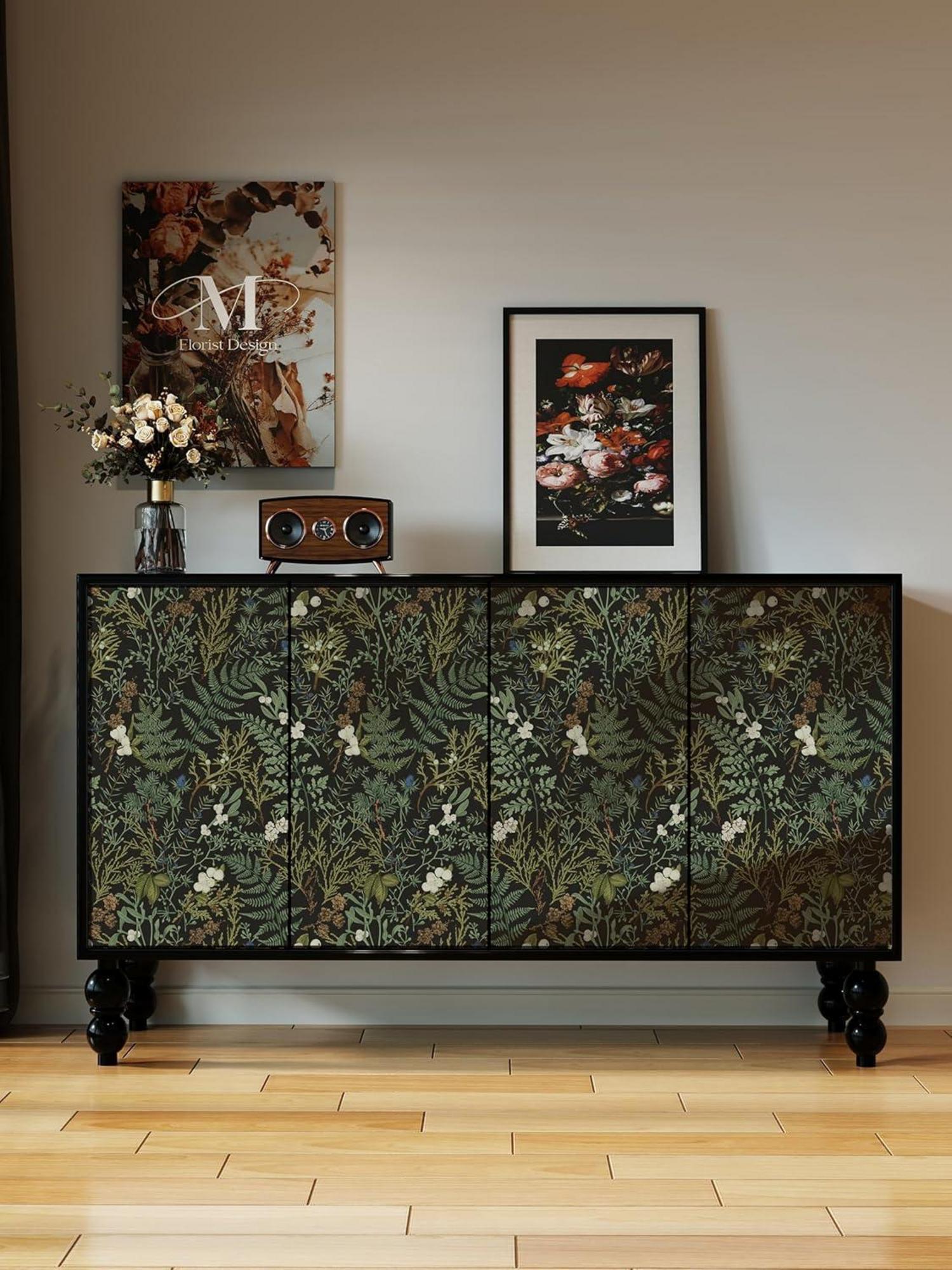 Selbstklebende Tapete Floral Blätter PVC Vinyl Wanddeko 0.4 x 3 m