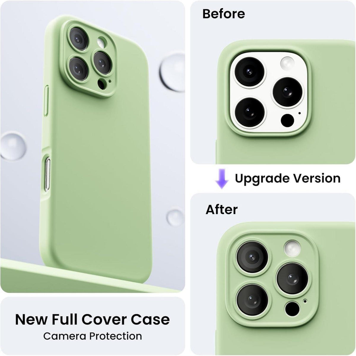 ORNARTO iPhone 16 Pro Hülle Flüssiges Silikon 6.3 Zoll Hellgrün