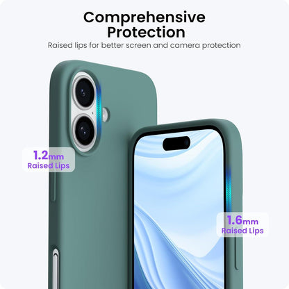 ORNARTO iPhone 16 Plus Hülle Silikon 6,7 Zoll flüssiges Silikon stoßfest Piniengrün