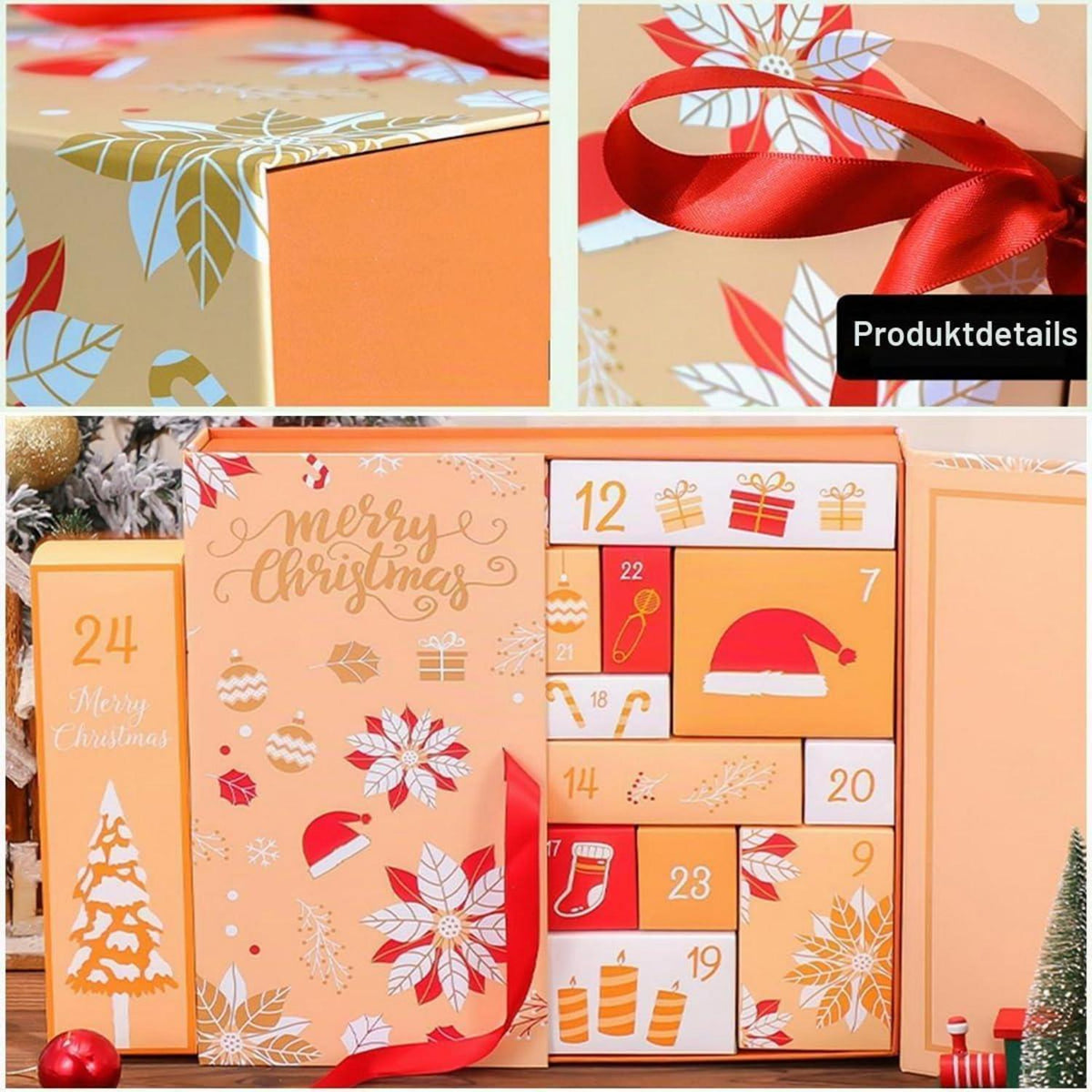 Adventskalender zum Befüllen – Gelbe Geschenkbox für Weihnachten